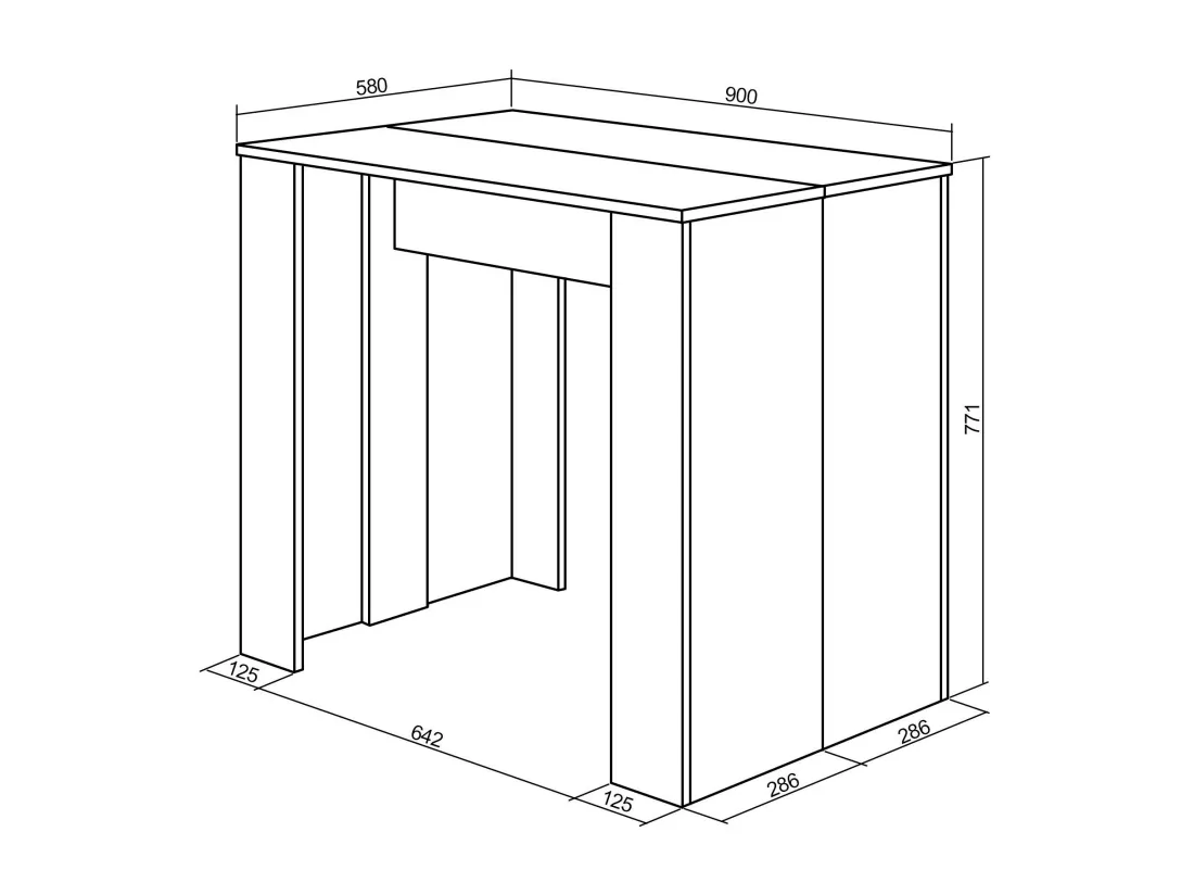 Table console extensible, 260, Pour 12 personnes, Table à Manger, Noir et chêne
