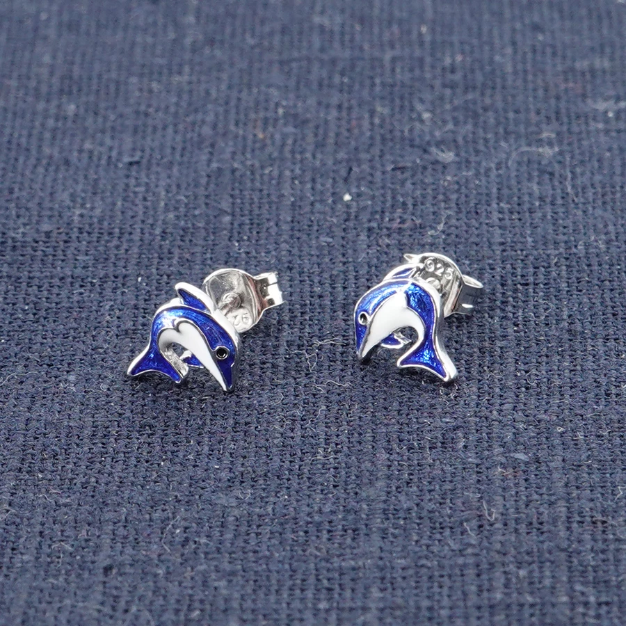 trendor Mädchen-Ohrringe Silber 925 Delfin Ohrstecker silver