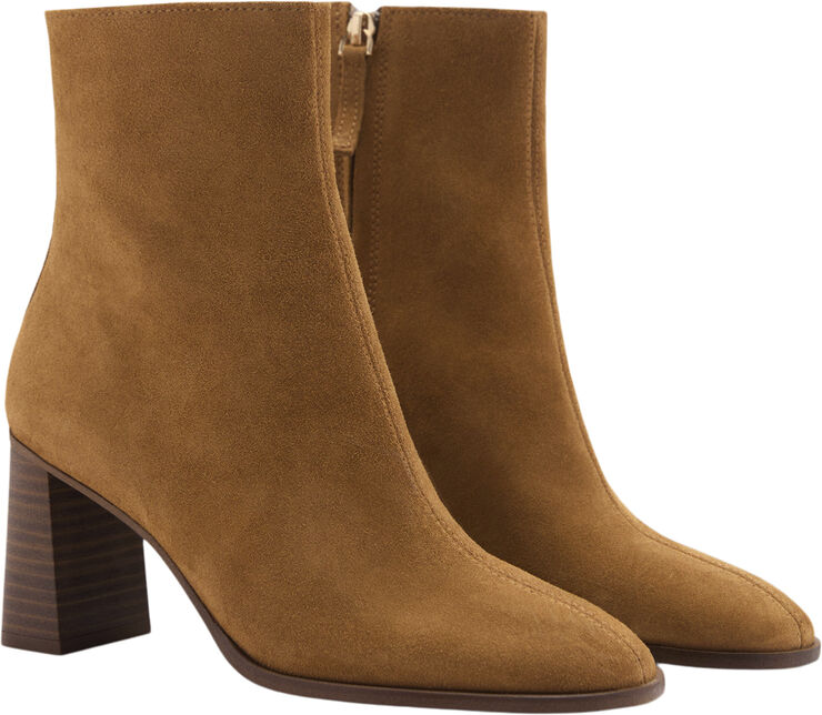 MANGO Heel suede ankle boot Medium brown