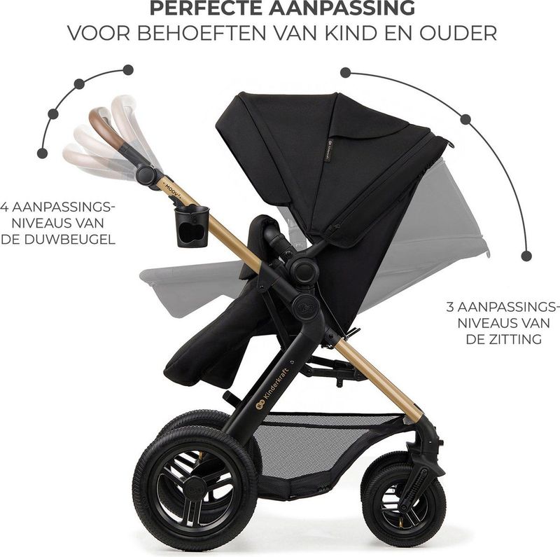 Kinderkraft - MOOV 2 AIR - Kinderwagen 3 in 1 - Grijs - Stof
