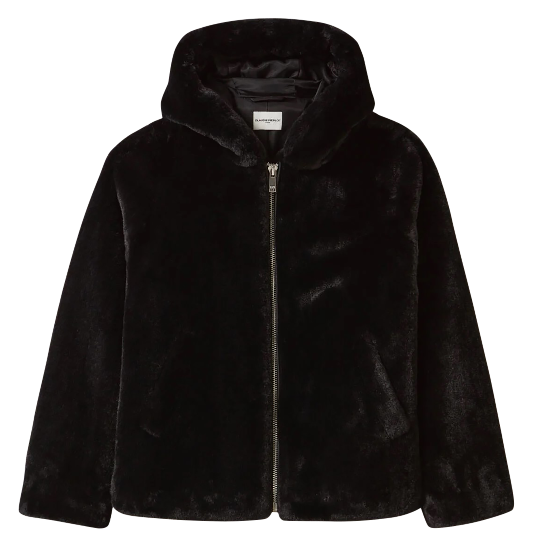 Veste à capuche droite | Noir