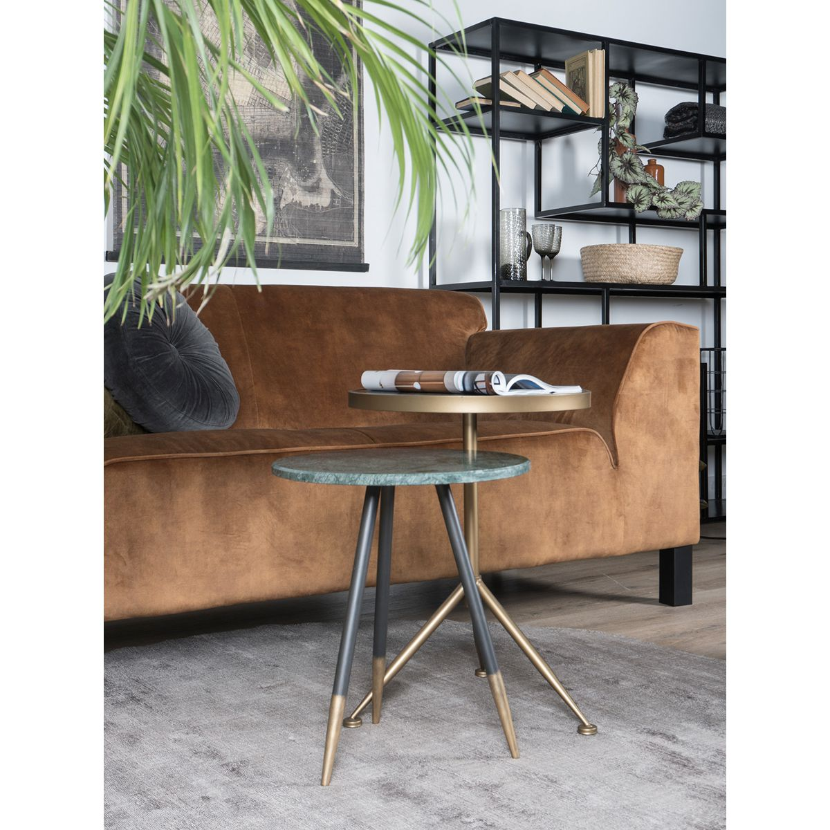 Vloerkleed Viscose - Dark Grey Rond ø200 cm