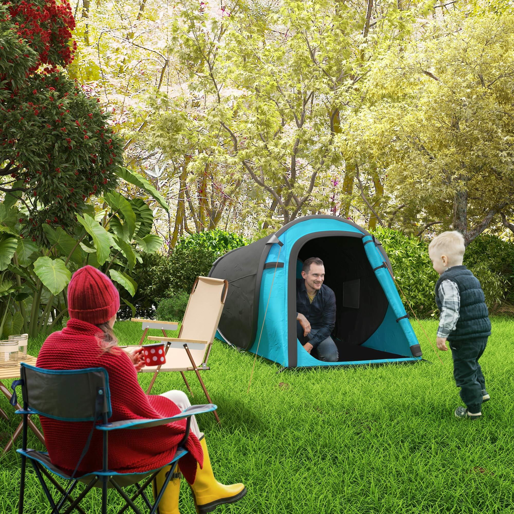 Outsunny Campingzelt für 1-2 Personen blau, grau 220 x 108 x 110 cm (LxBxH)