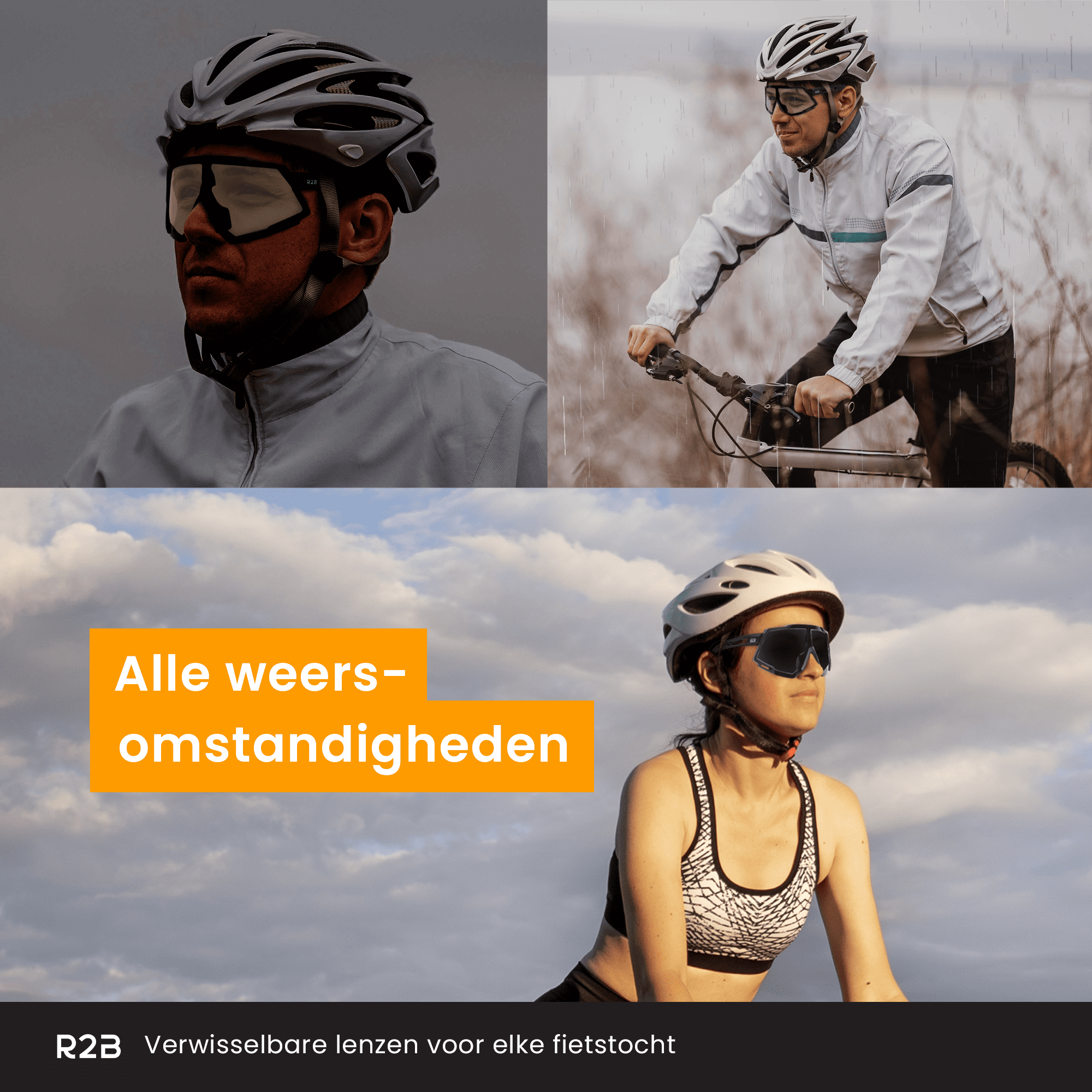 R2B Fietsbril met 5 verwisselbare lenzen - Sportbril