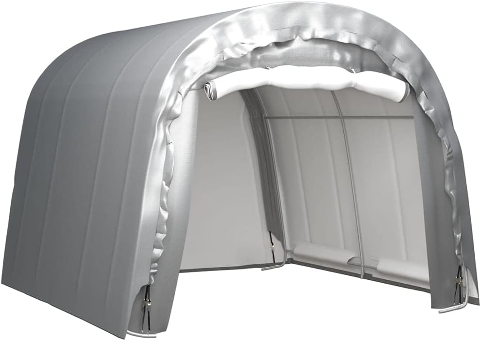vidaXL Lagerzelt UV-beständig Industriezelt Zelthalle Weidezelt Zelt Zeltgarage Foliengarage Lagerhalle Unterstand 300x300cm Stahl Grau