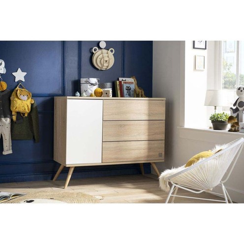Chambre DUO Lit 120x60 + Commode Bois SEVENTIES - SAUTHON