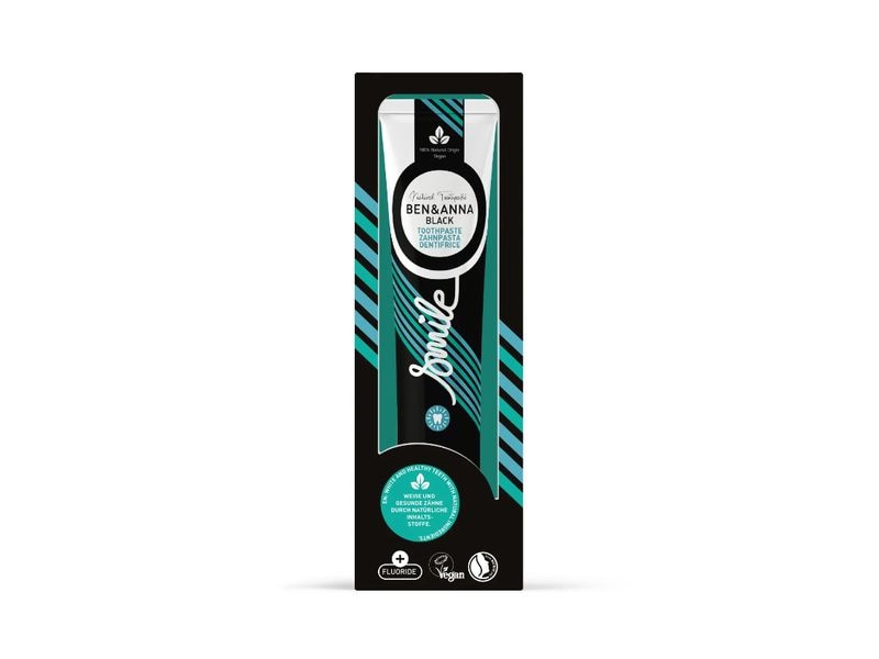 Ben & Anna Zahnpasta Black Fluoride 75 ml Natürliche, vegane Zahnpasta mit Minzgeschmack