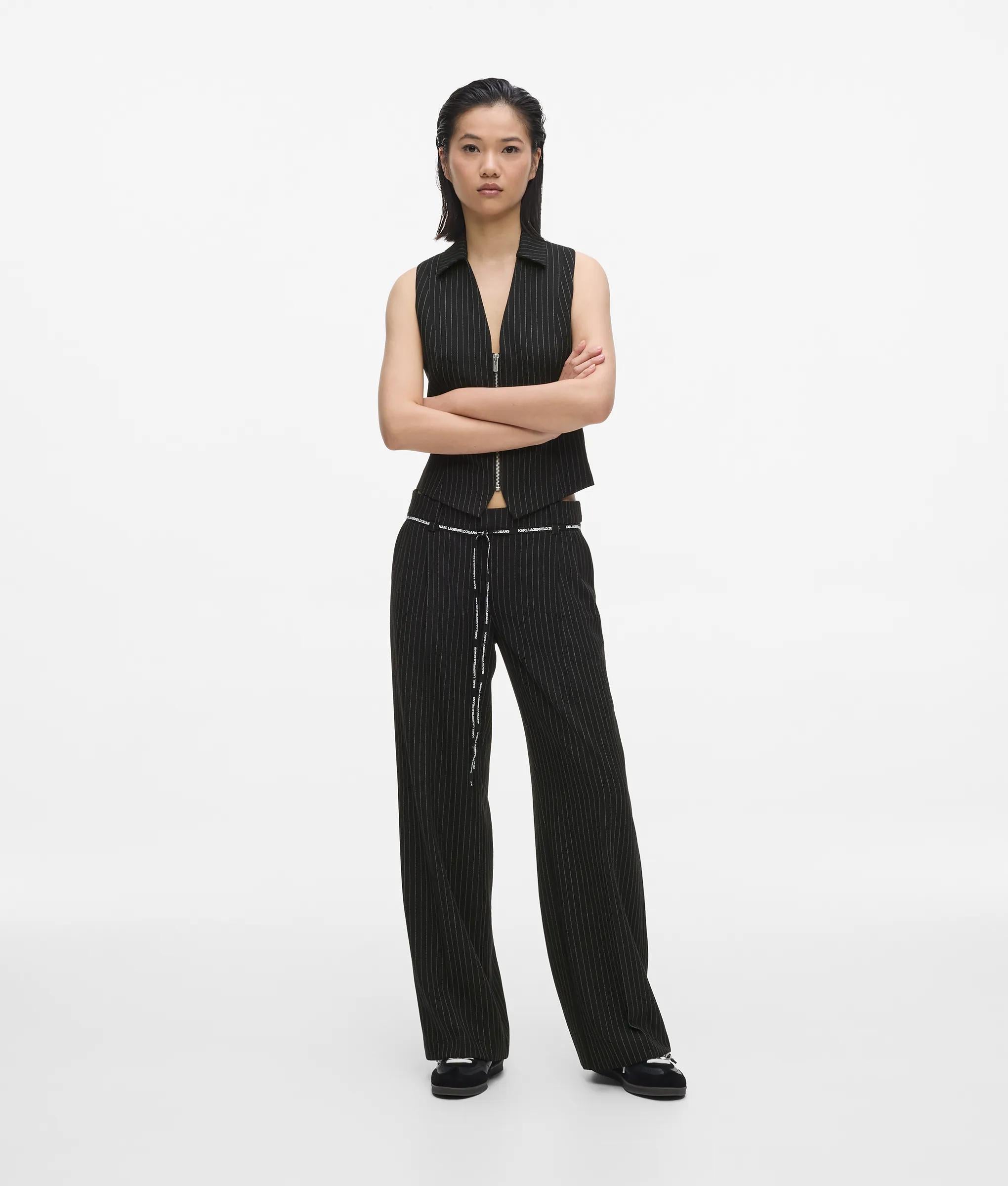 Krijtstreepbroek met halfhoge taille