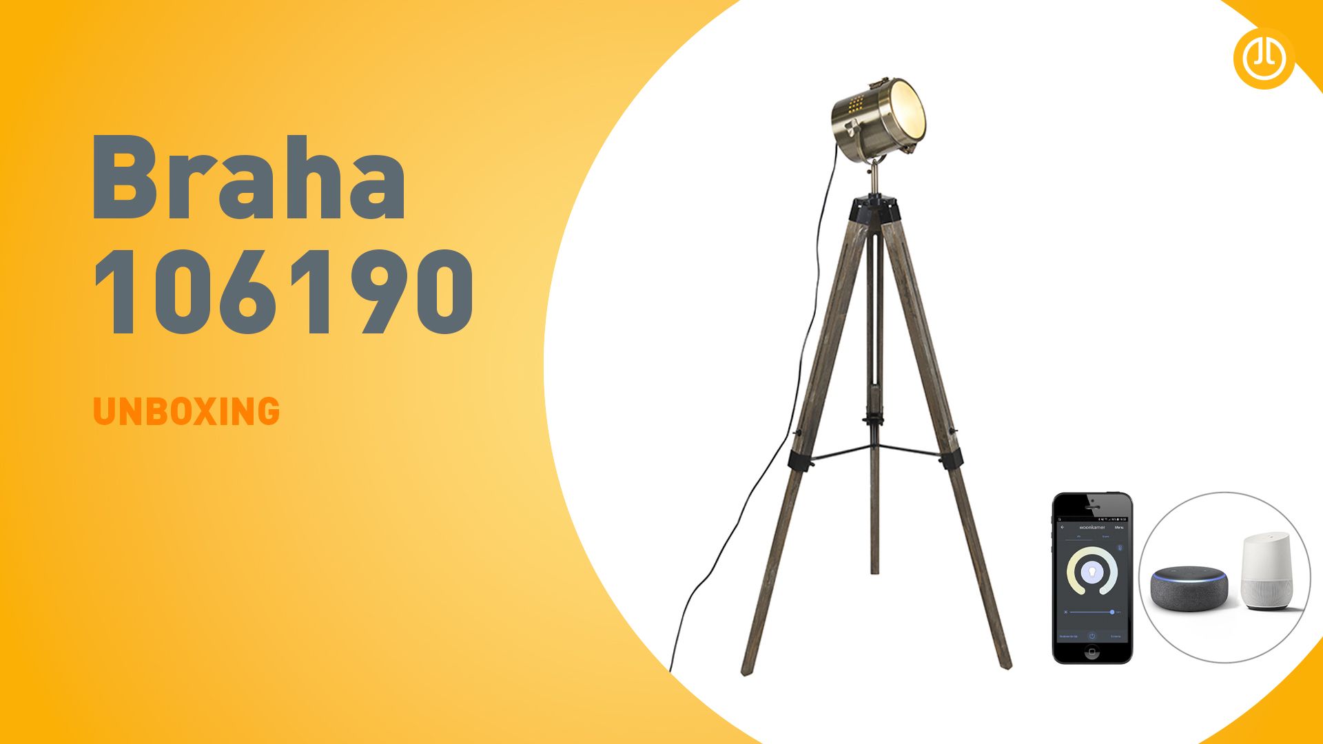 Smart vloerlamp tripod hout met studiospot incl. Wifi B35  - Braha