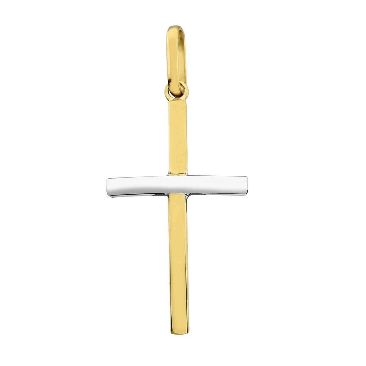 Pendentif Brillaxis croix bombée or bicolore
