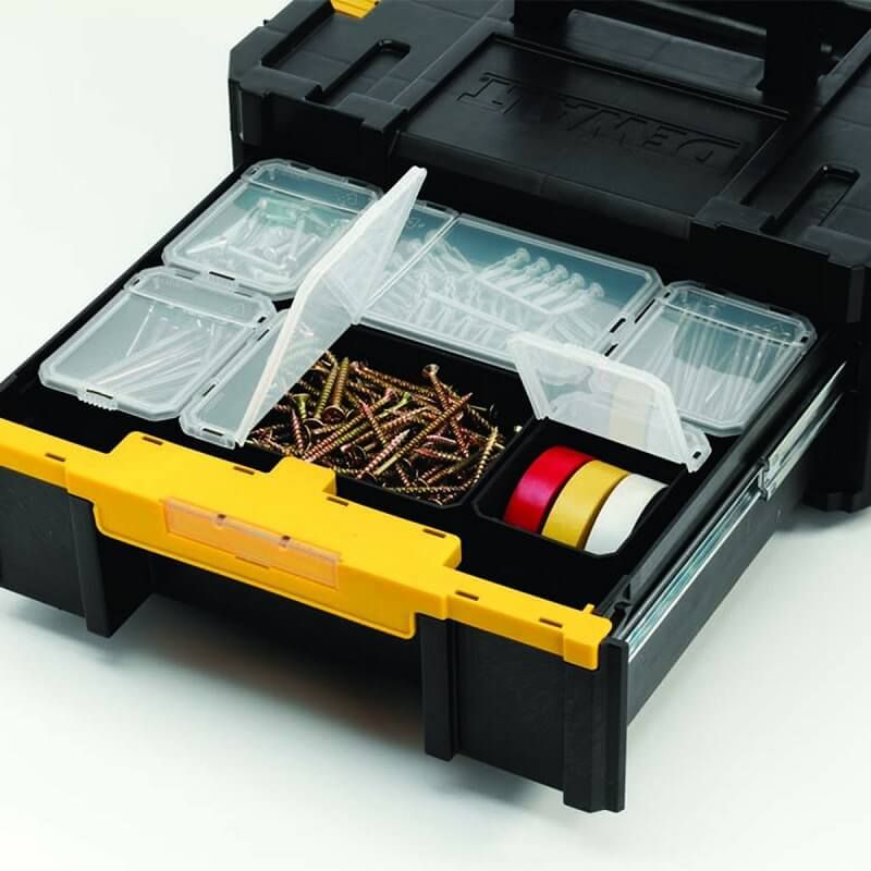 DeWalt DWST1-70705 TSTAK-Box III stevige gereedschapskoffer met diepe lade inclusief 6 bakjes - TSTAK III