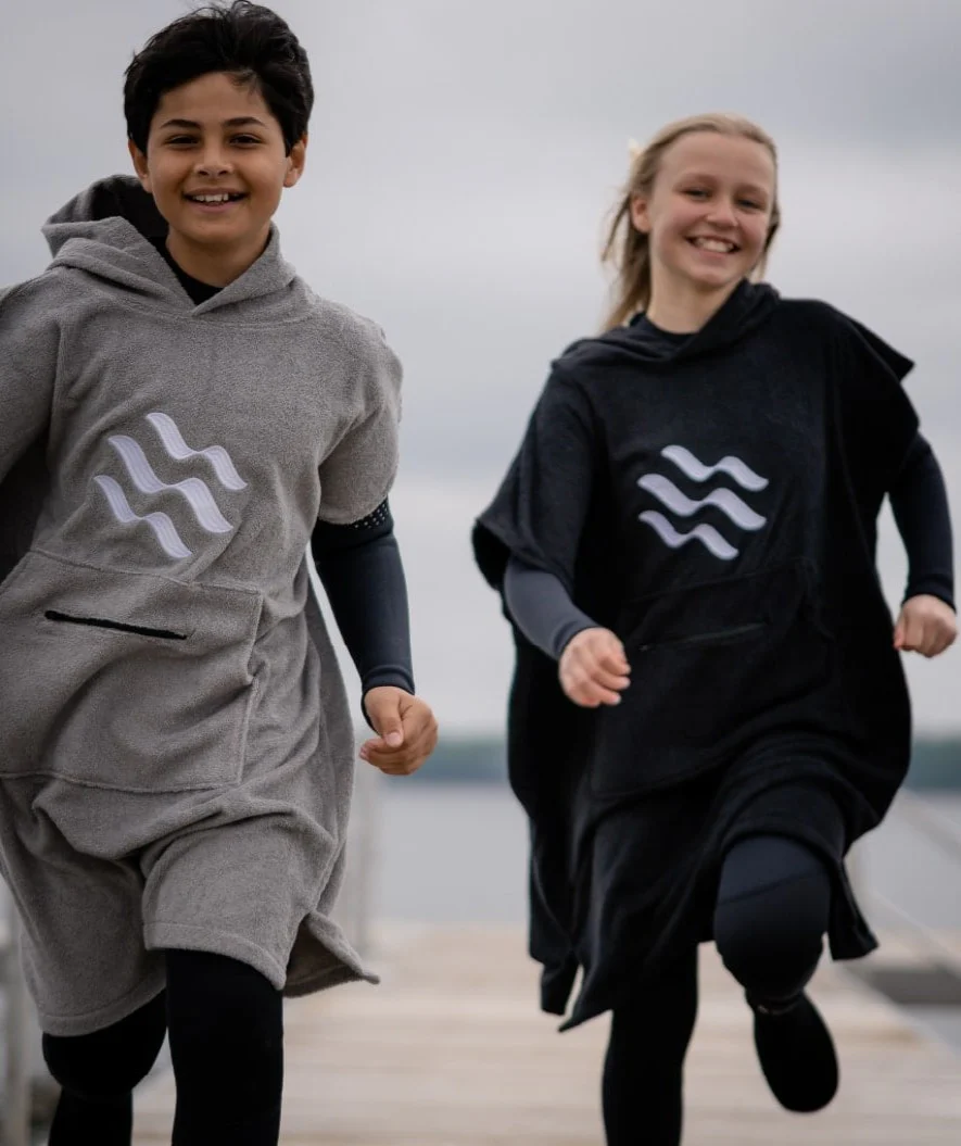 Watery badeponcho til junior - Bomuld - Mørkeblå