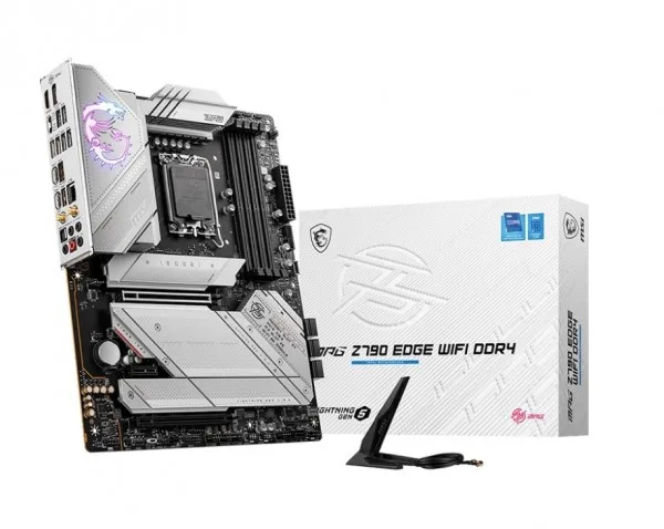 [OUTLET] - MSI MPG Z790 Edge WIFI DDR4 - Bundkort - ATX - LGA1700 sokkel - Z790 Chipset - USB 3.2 Gen 1, USB 3.2 Gen 2, USB-C 3.2 Gen2, USB-C 3.2 Gen 2x2 - 2.5 Gigabit LAN, Bluetooth, Wi-Fi - onboard grafik (CPU påkrævet) - HD Audio (8-kanaler)