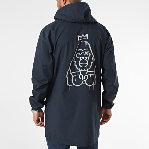 Coupe-Vent Capuche Gorille King Bleu Marine Réfléchissant