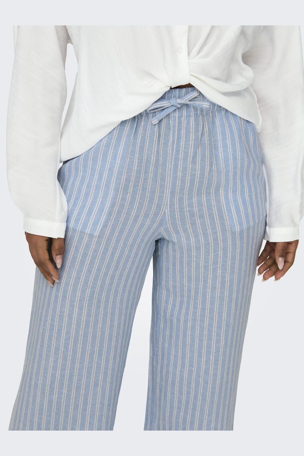 Only Onlcaro Linen Bl Pull-Up Pant Cc 4458159 blissful blue cloud dancer