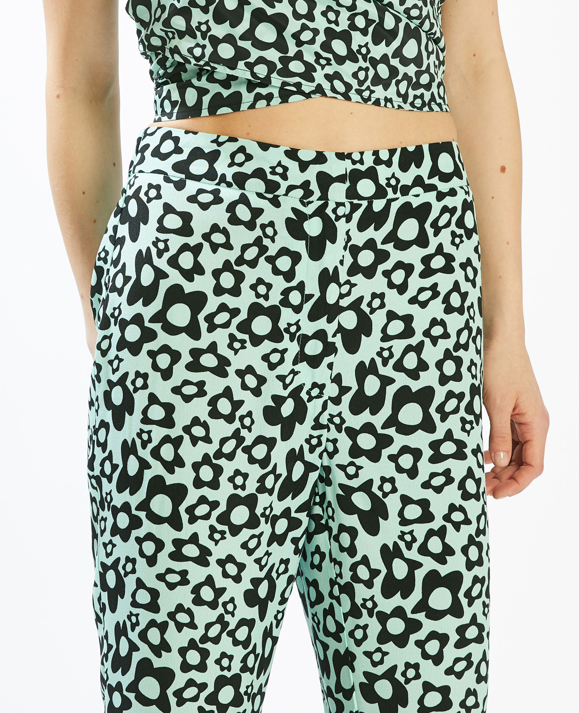 Pantalon flare taille haute SMALL - Bleu turquoise