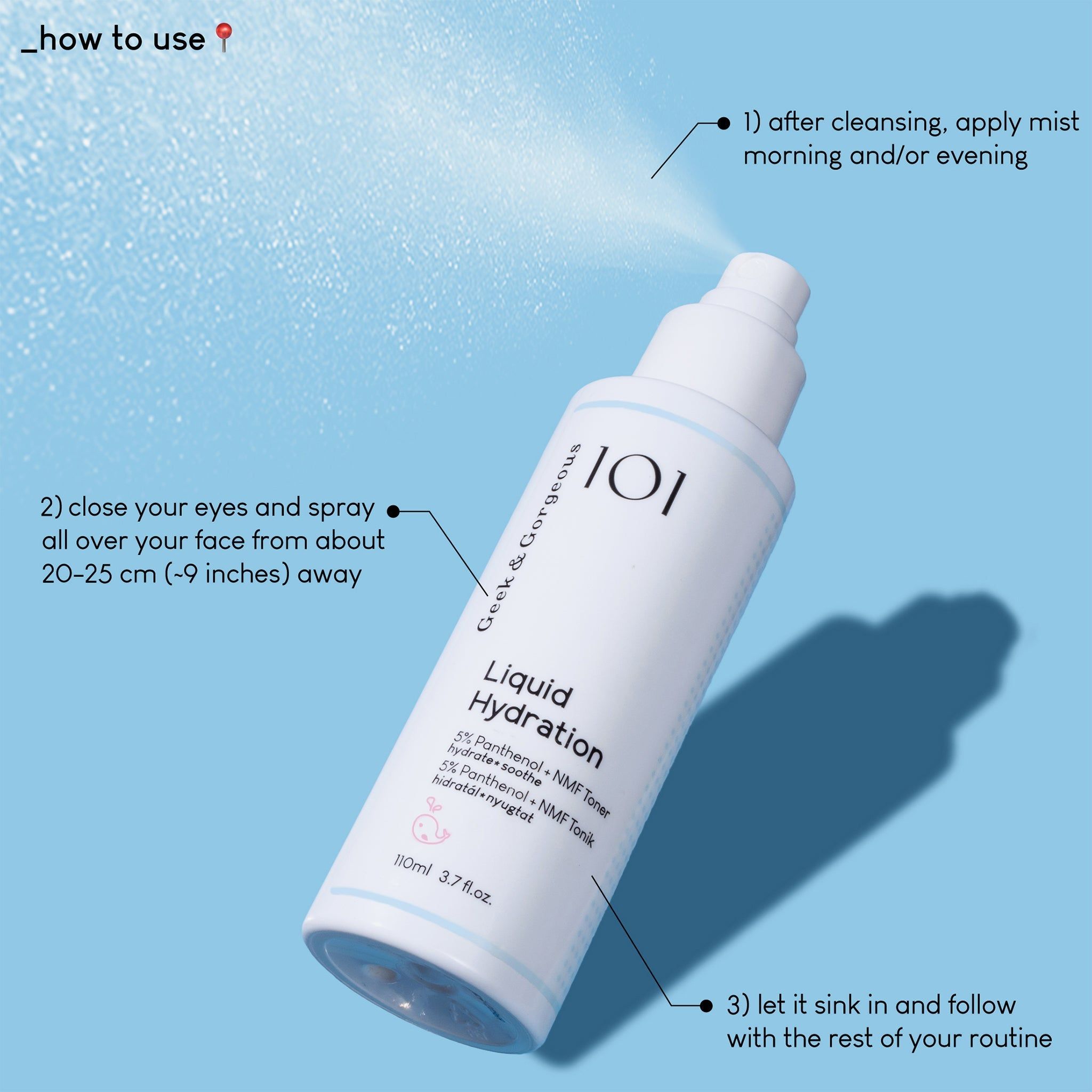 Geek & Gorgeous Liquid Hydration- Hydrierendes Gesichtsspray mit 5% Panthenol ,110 ml