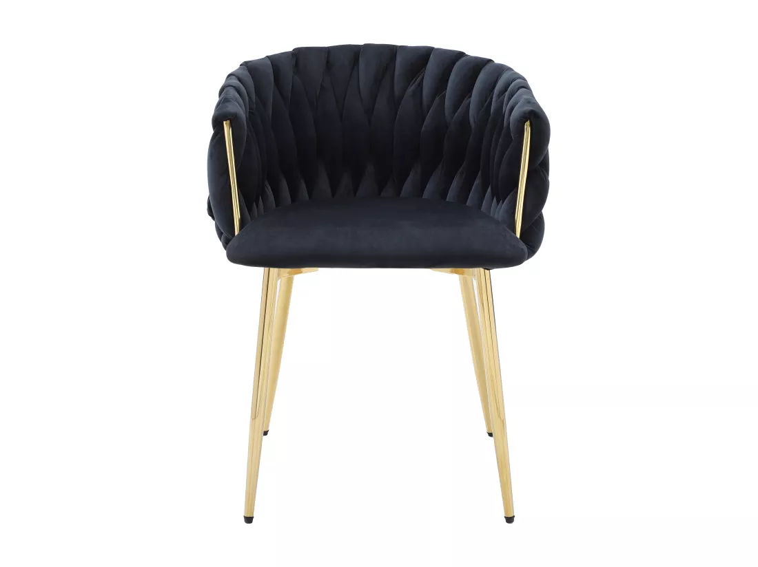 Lot de 2 chaises avec accoudoirs en velours et métal doré - Noir - ELEGANO