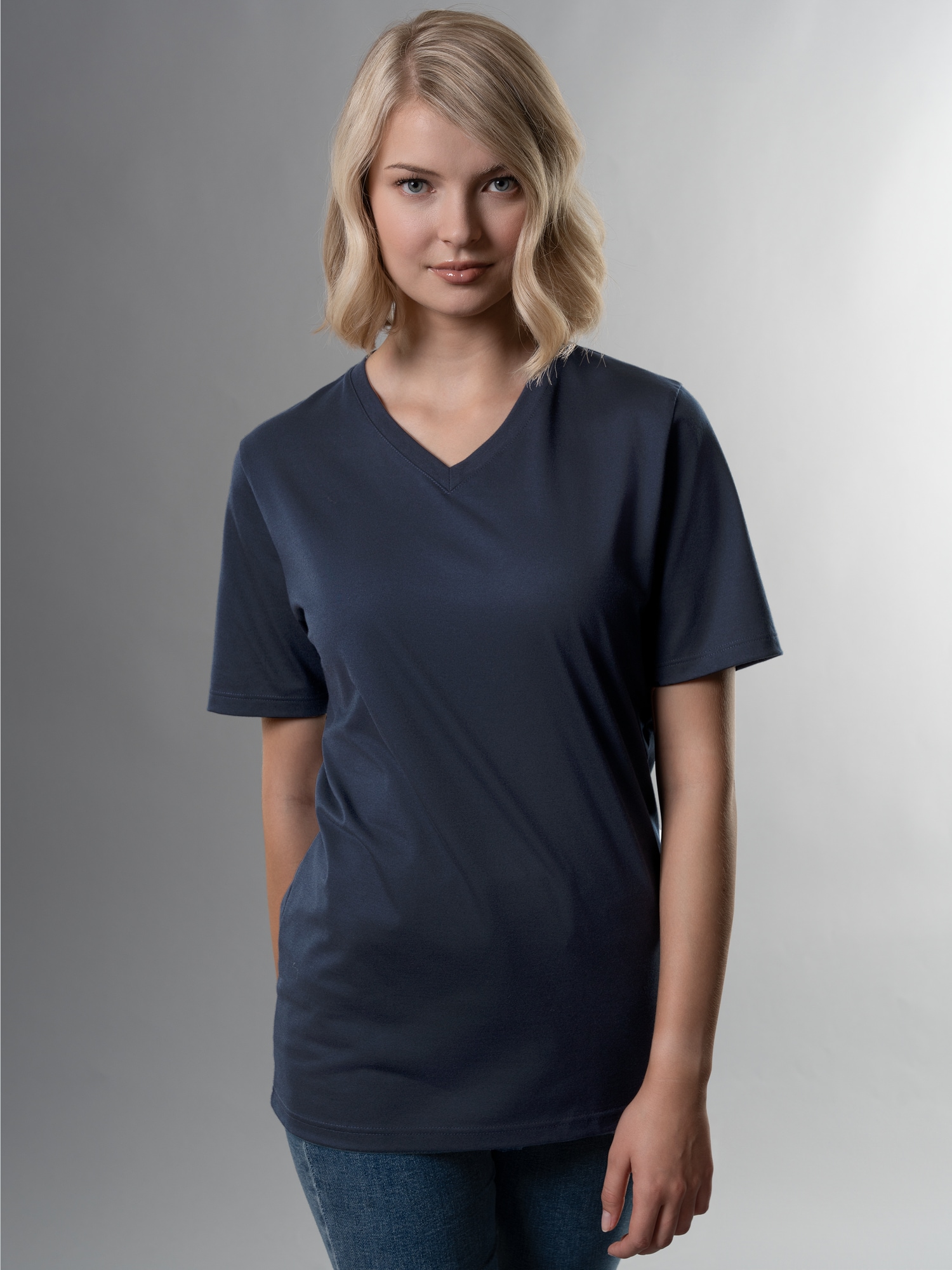 V-Shirt DELUXE Baumwolle Navy