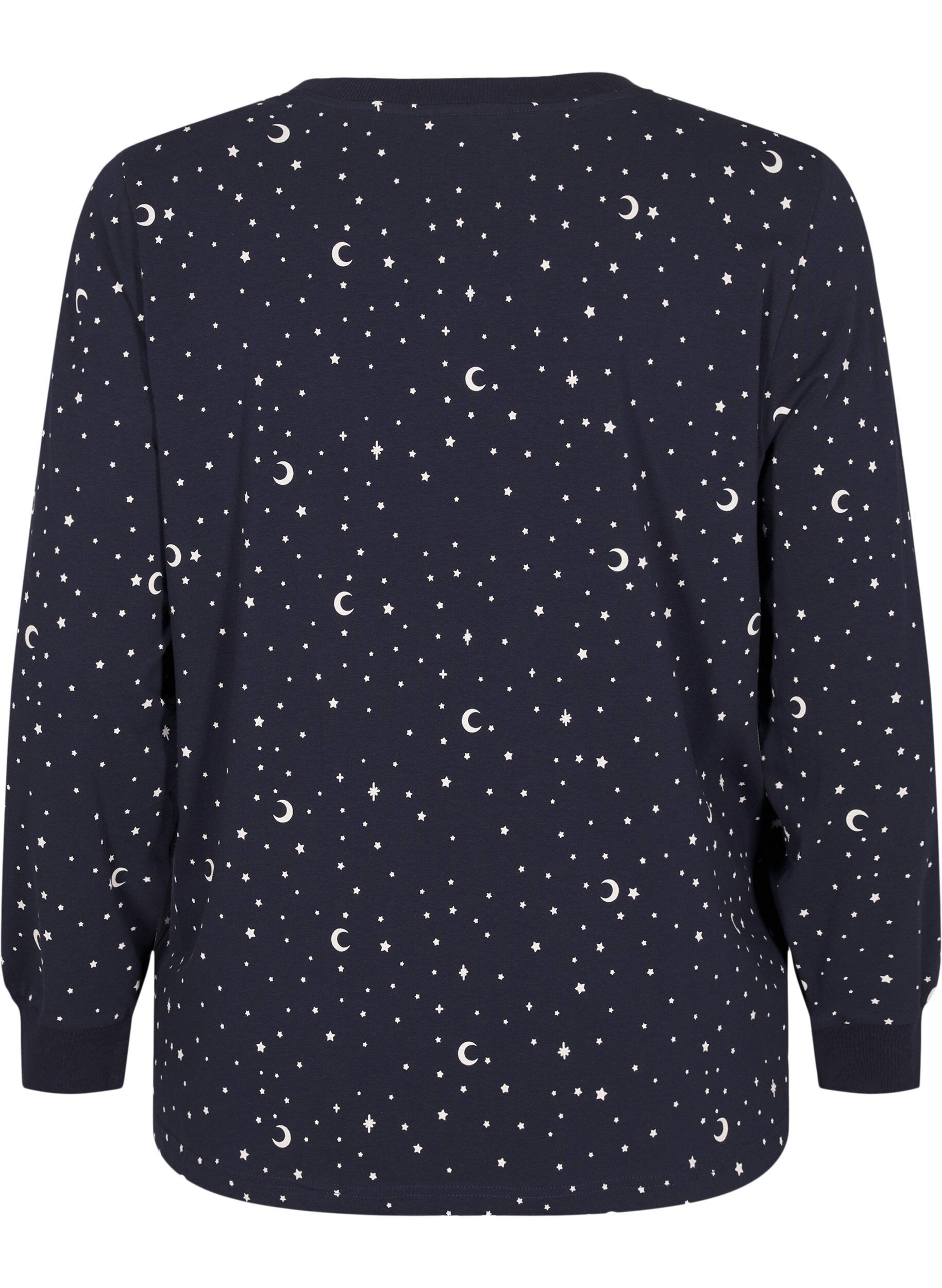 Natbluse med print