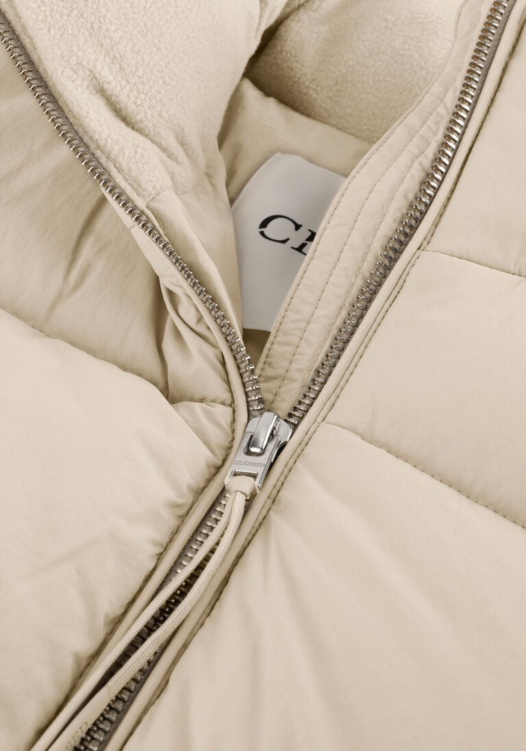 beige closed gewatteerde jas cropped puffer jacket