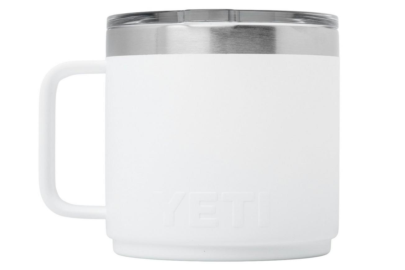 Yeti Rambler Stackable Mug 14oz Mag Slider Lid, White, stapelbare thermosmok met deksel, 414 ml