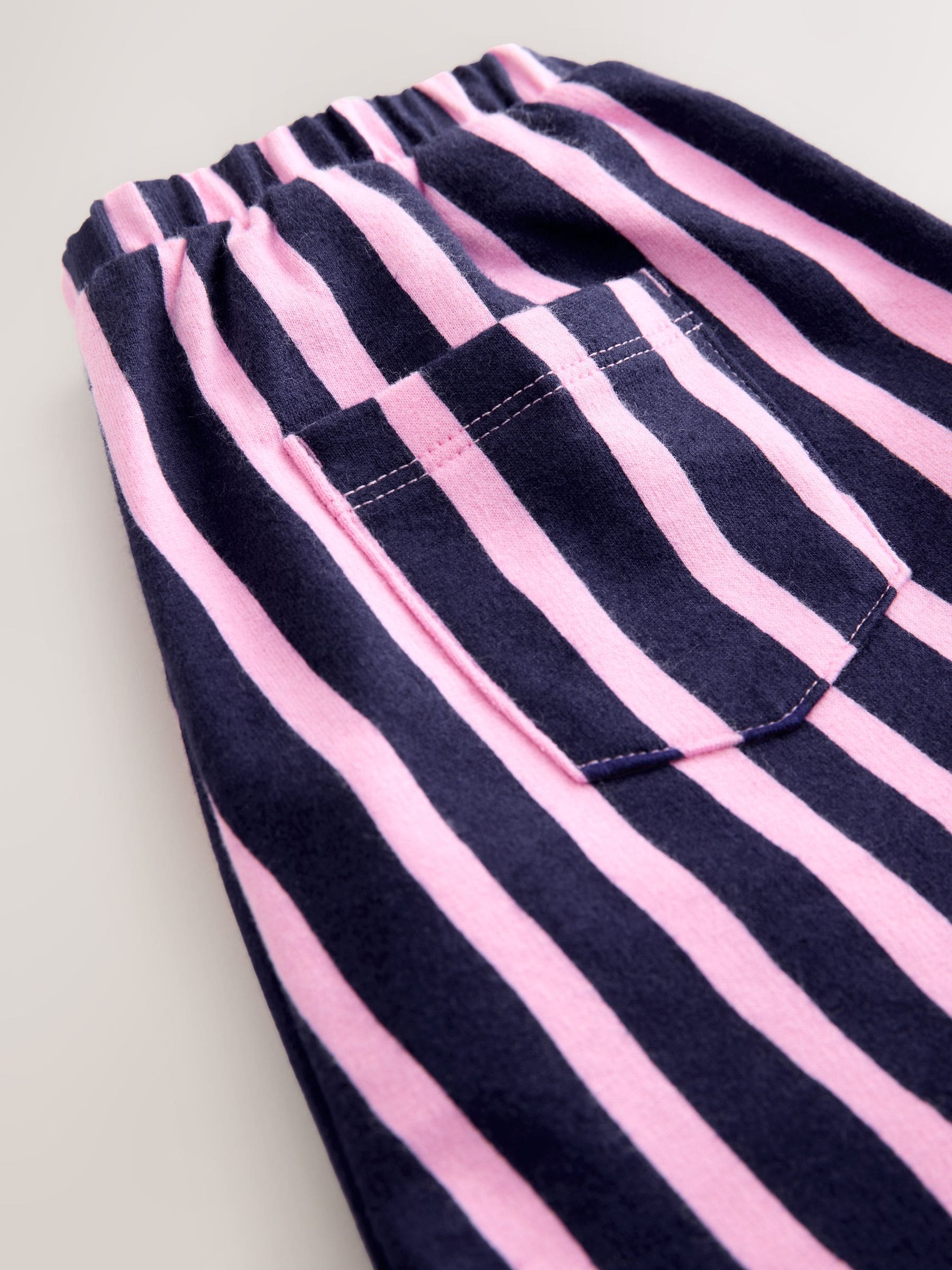 Marineblauw/roze gestreept - Broek met wijde kortere pijpen (3mnd -7jr)