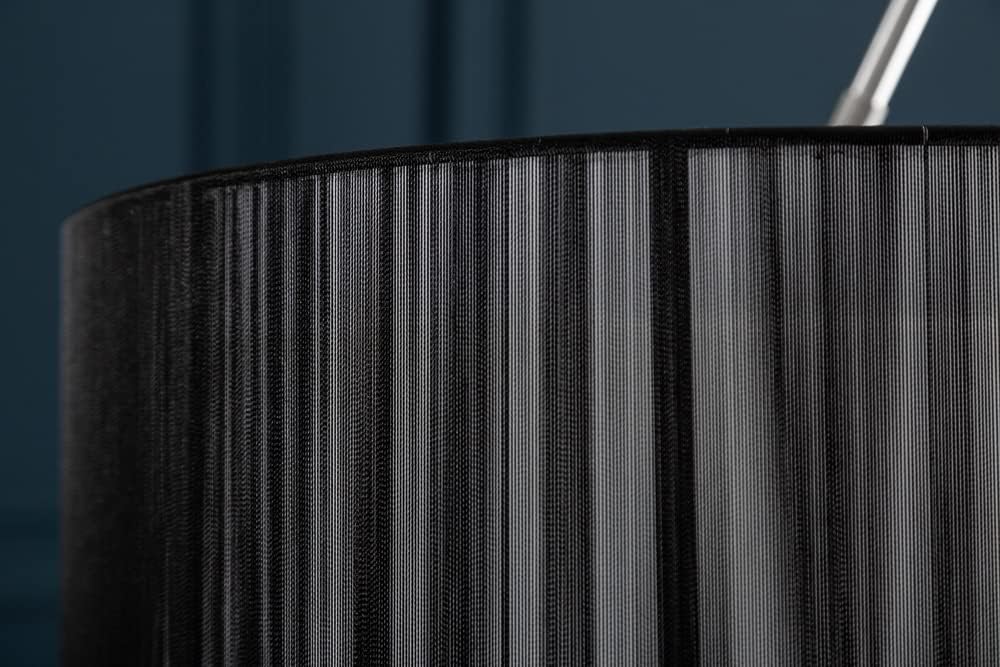 invicta INTERIOR Design Bogenleuchte EXTENSO Stoffschirm in schwarz Stehleuchte mit schwarzem Marmorfuß Bogenlampe Wohnzimmer Beleuchtung