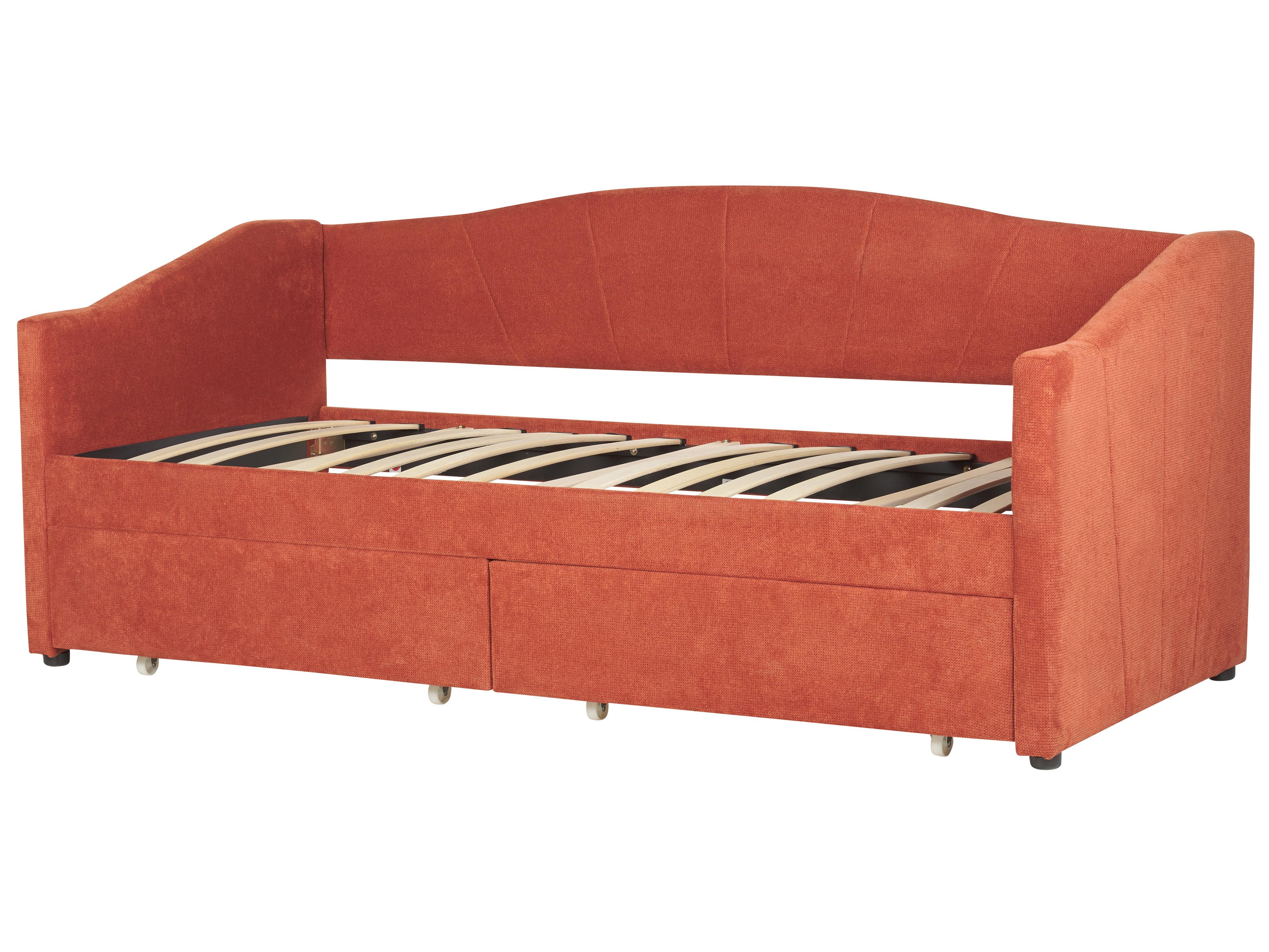Bedbank met opbergruimte Stof VITTEL 90 x 200 cm Rood
