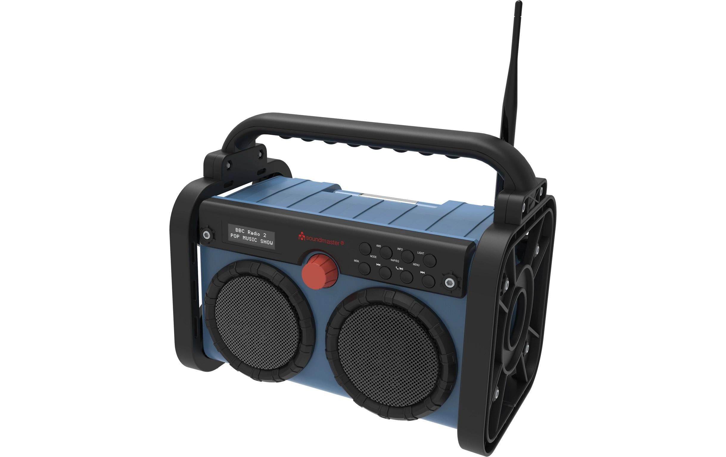 Baustellenradio DAB85BL Blau<br>DAB+/UKW Baustellen-/Gartenradio mit Bluetooth, LED-Arbeitsleuchte und Akku
