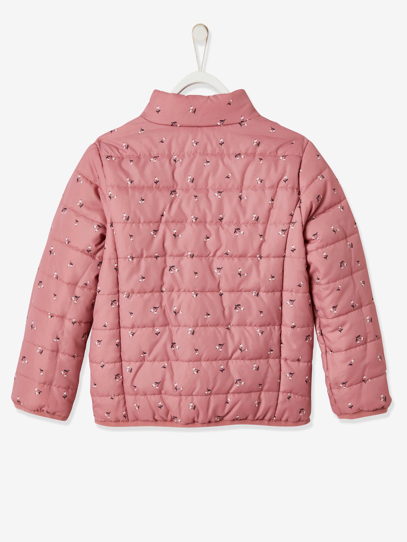Parka com capuz 3 em 1, jaqueta acolchoada e enchimento de poliéster reciclado, para meninas, rosa escuro liso.
