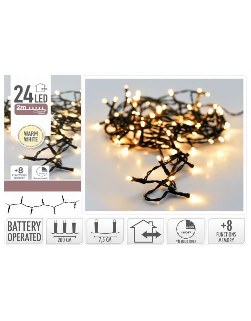 Homestyle Led Verlichting Met Timer - Verlichting - 2 m Warm Wit 24 led Op Batterij