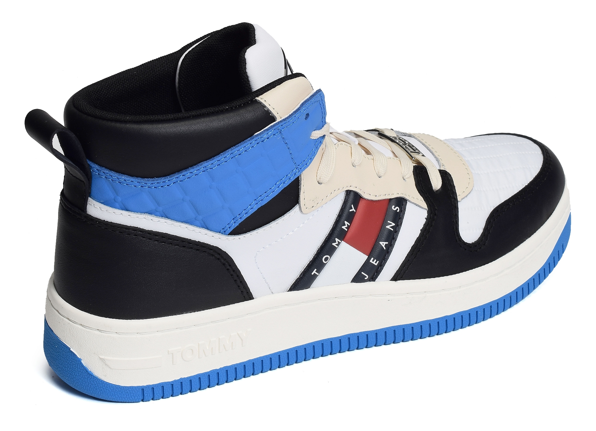 Mid cut tommy jeans basket 1075 blanc bleu