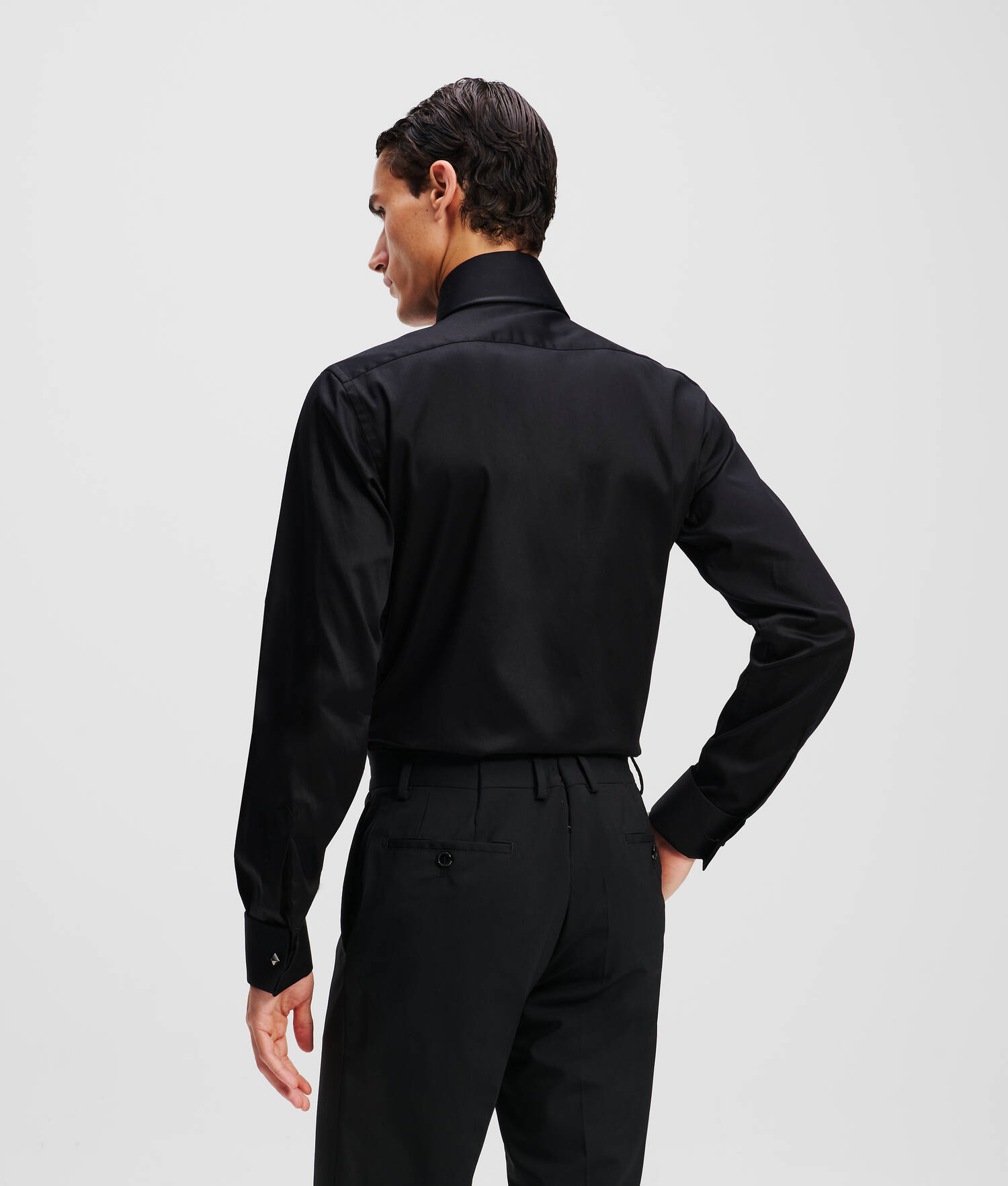 CHEMISE À PANNEAUX SATINÉS - Noir/Noir