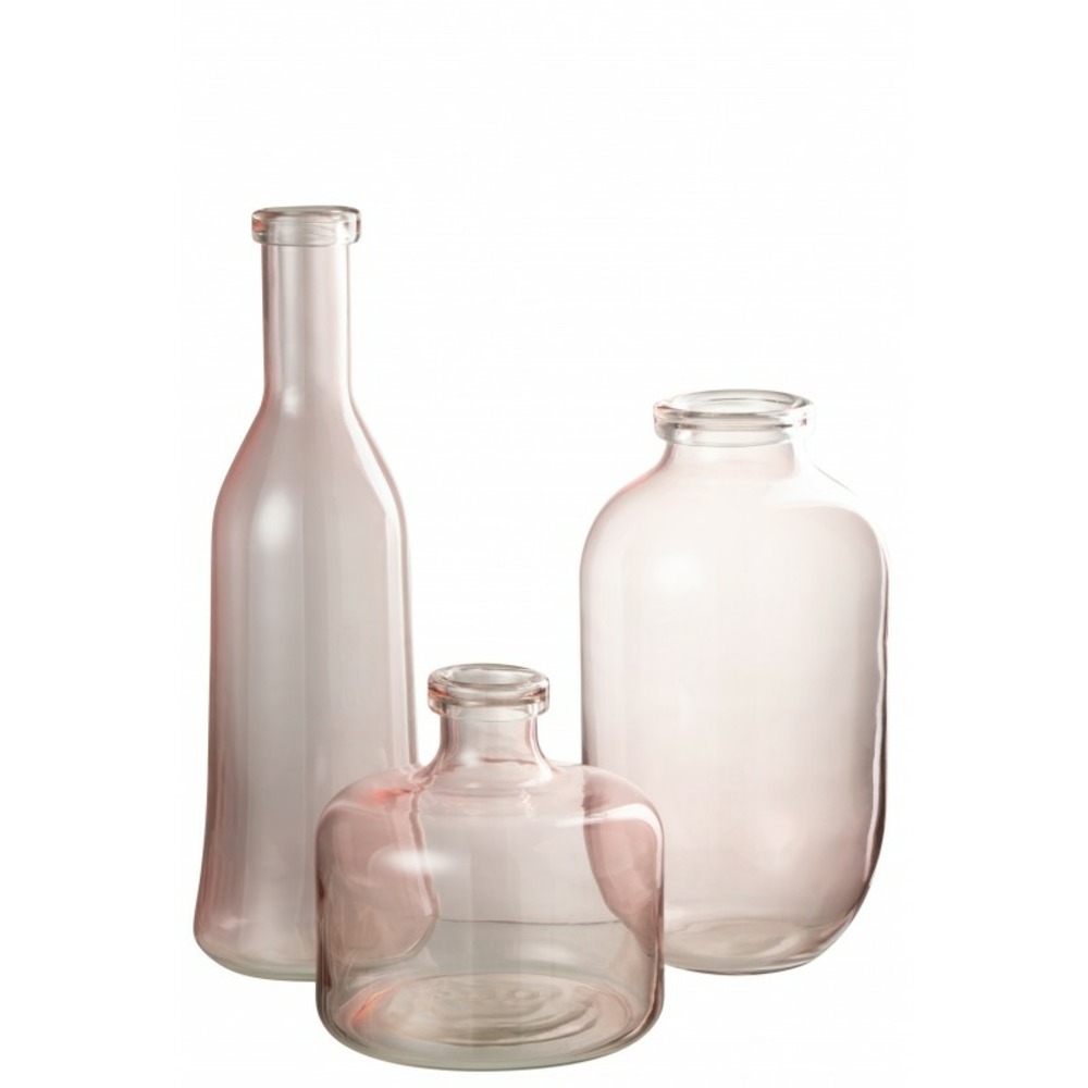 Vase en verre rose 20x20x35 cm