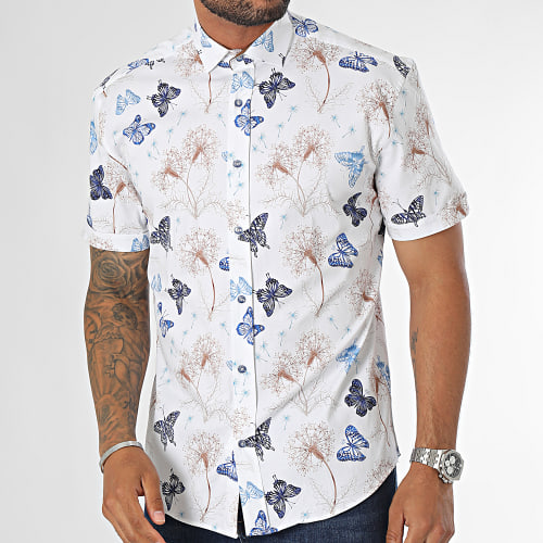 Chemise Manches Courtes Blanc Floral