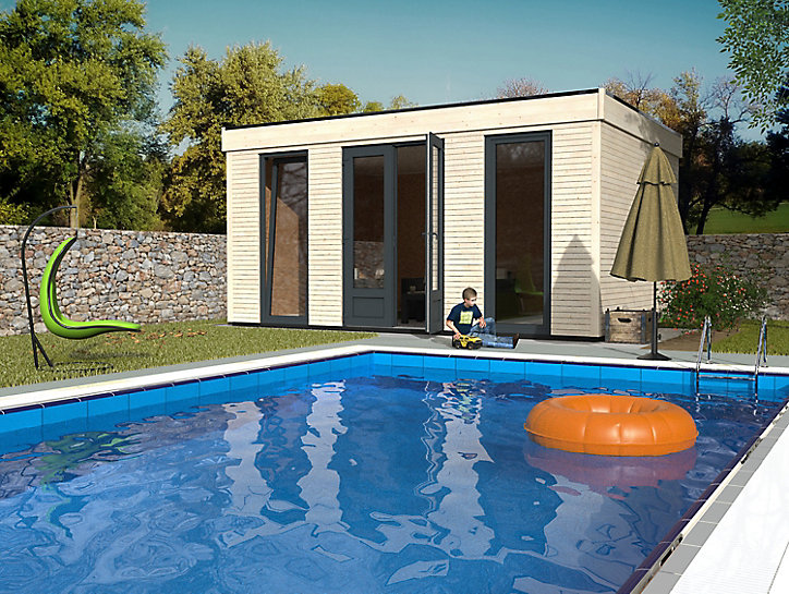 Abri de jardin Studio Décor Home en bois coloris naturel ép.44 mm surface extérieure 24,70 m²