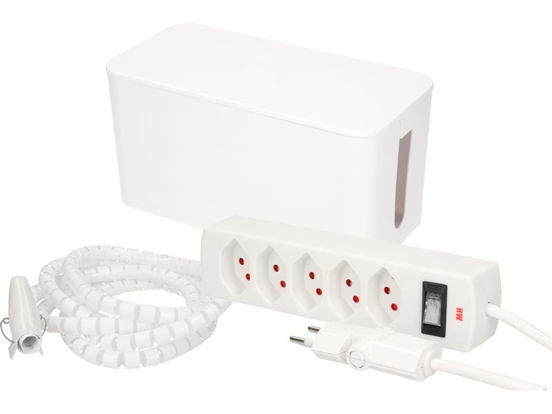 Max Hauri Kabelbox mit Steckerleiste 5x T13 Weiss Kabelbox inkl. Steckdosenleiste mit Schalter, 235 x 115 x 121 mm