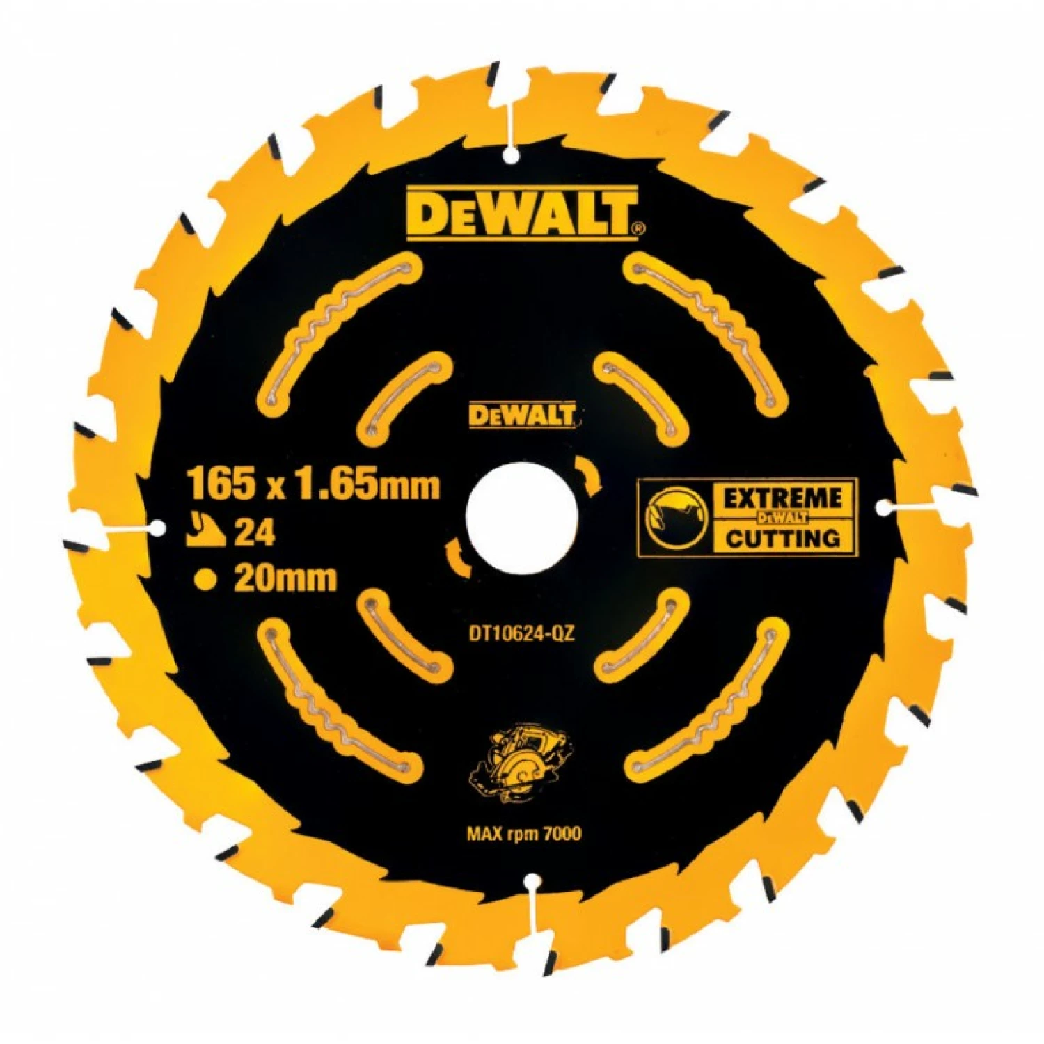 DeWALT DT10624 Extreme Cirkelzaagblad - 165 x 20 x 24T - Hout (Met Nagels)