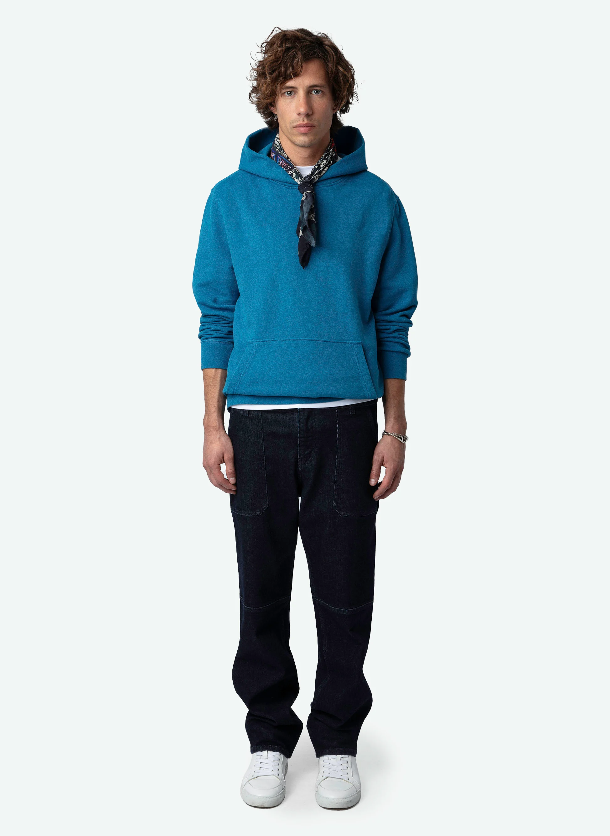 SANCHI - Sweatshirt oversize à capuche en coton mélangé | Bleu
