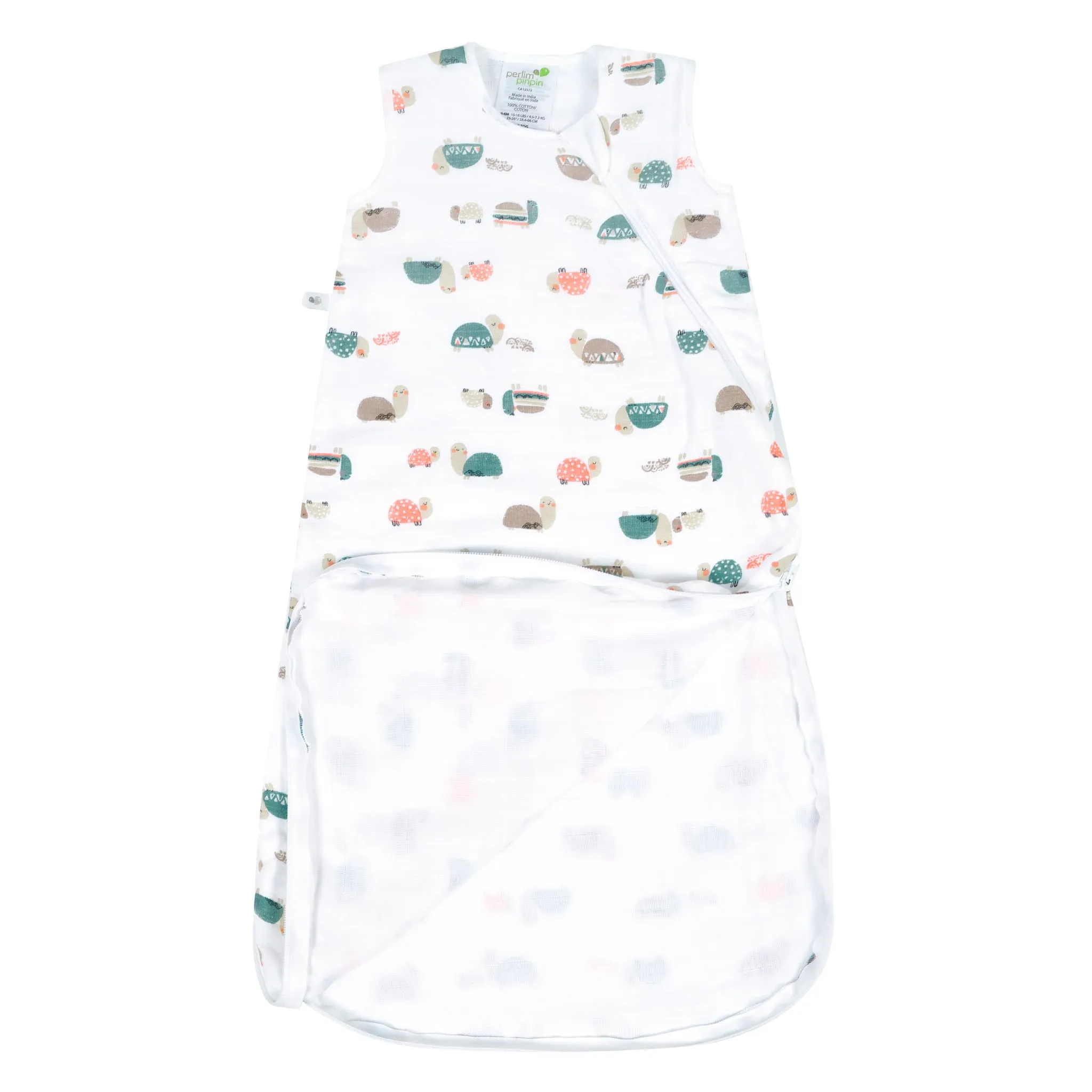 Perlimpinpin Sac de Nuit Mousseline Bambou 0-36mois - Tortues