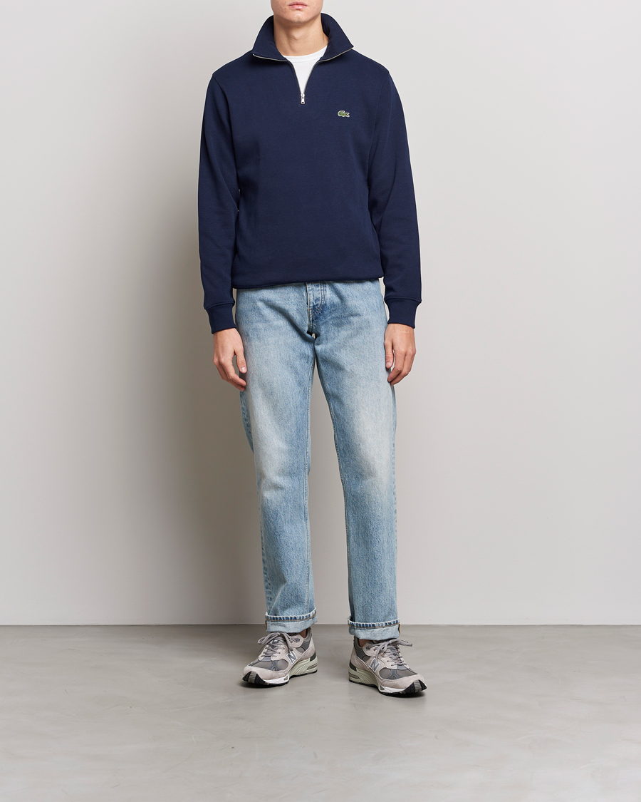 Lacoste Rib Interlock Half Zip Navy