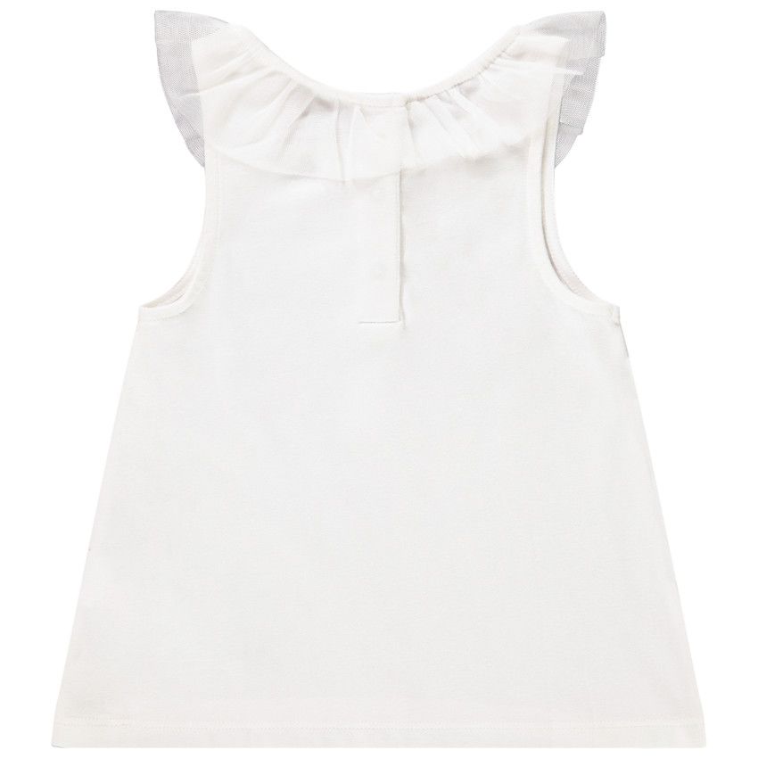 Débardeur avec collerette en tulle pour bébé fille - Ecru