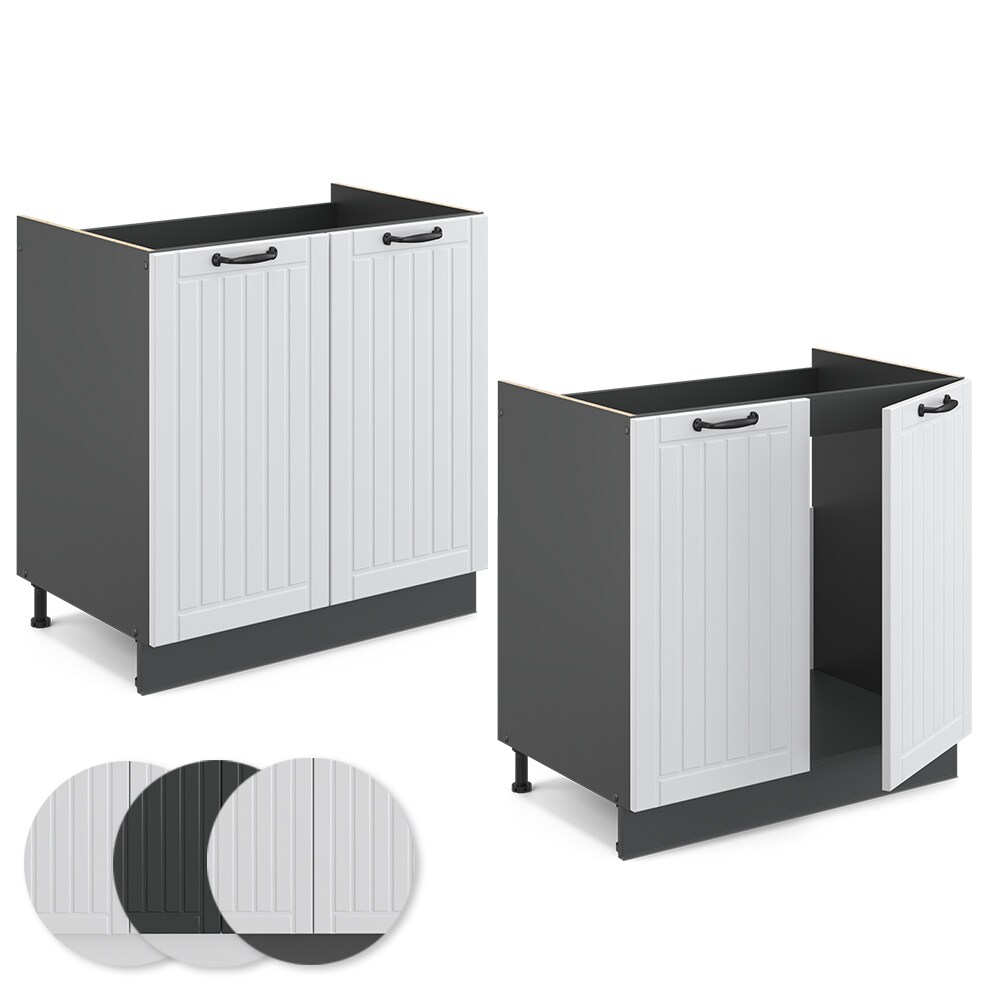 Vicco Spülenunterschrank 80 cm FAME Line Küchenschrank Küchenzeile Landhaus Weiß Anthrazit