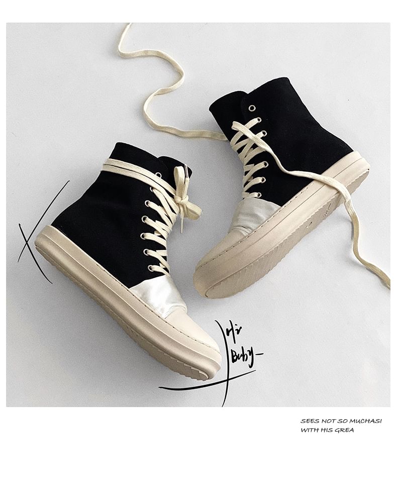Malnia Home - Canvas hoge sneakers met vetersluiting