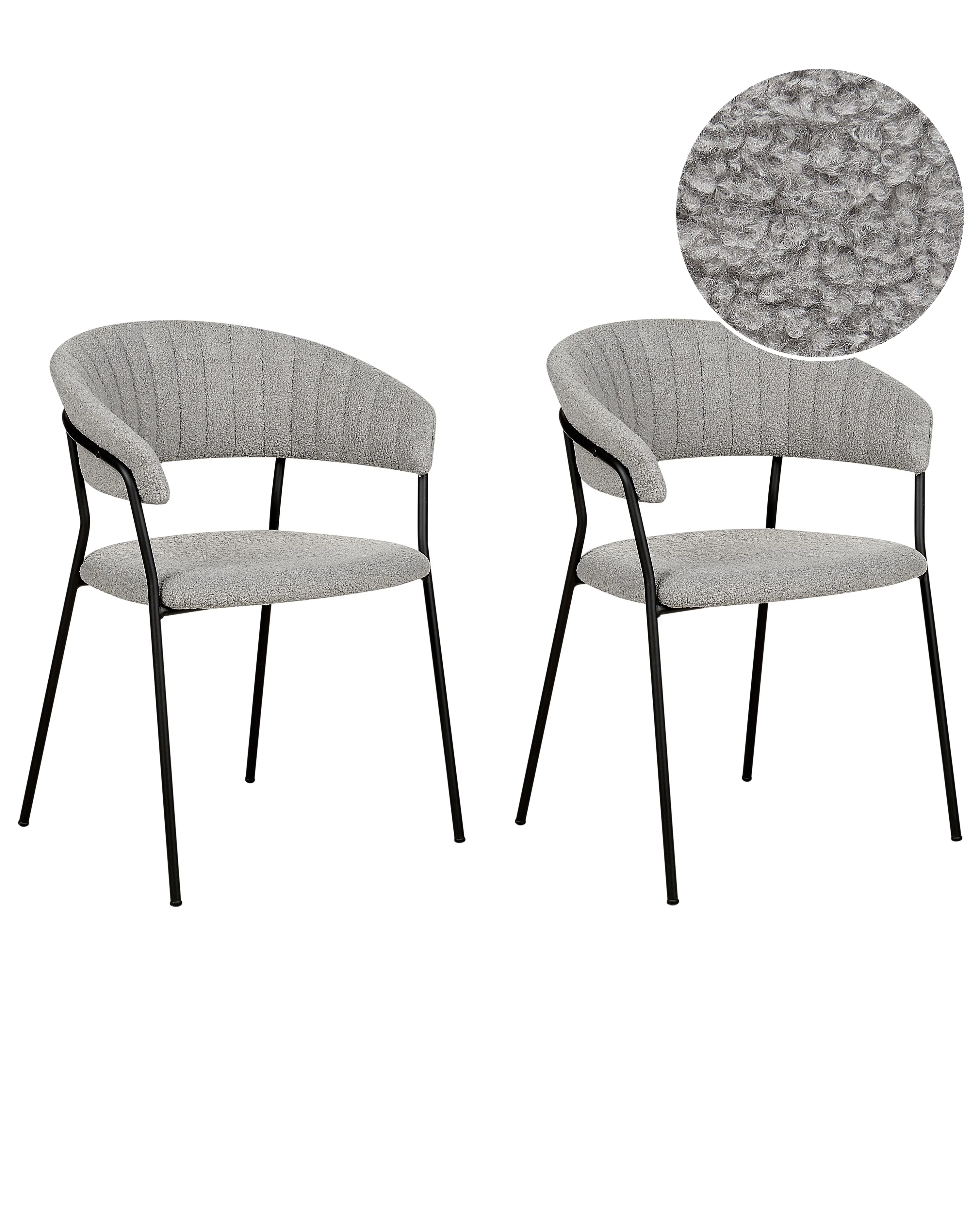 Set van 2 eetkamerstoelen MARIPOSA Bouclé Grijs