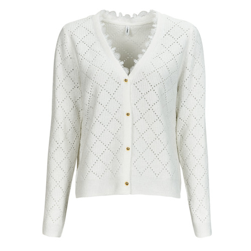 Only - ONLLOLLI LS DETAIL CARDIGAN CS KNT - Blanc