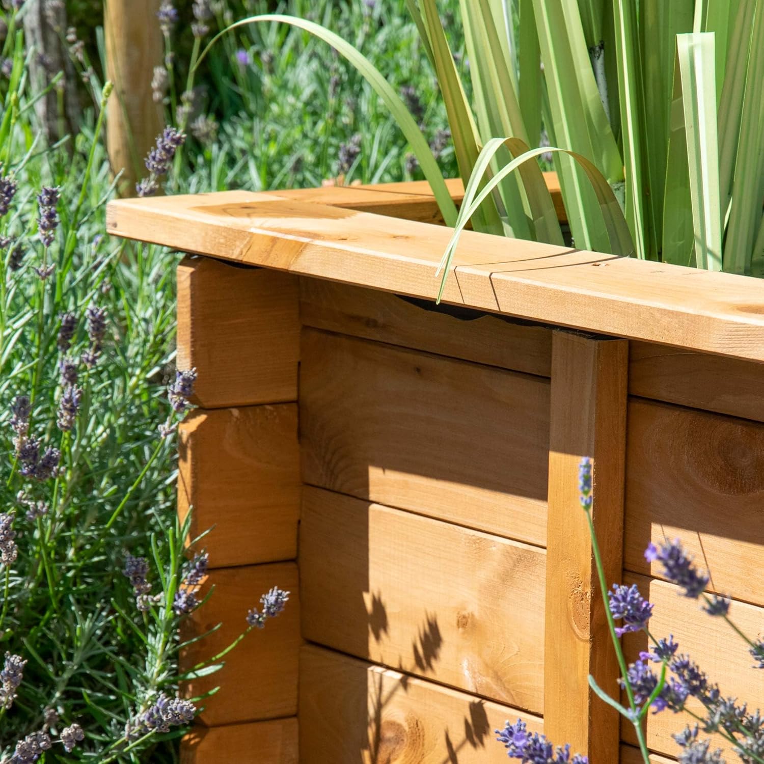 dobar 29236FSCe Hochteich Square - Gartenteich aus robustem Holz - Miniteich für Garten/Terrasse/Balkon - Teich für den Garten inkl. Teichfolie - 78 x 78 x42 cm, Braun