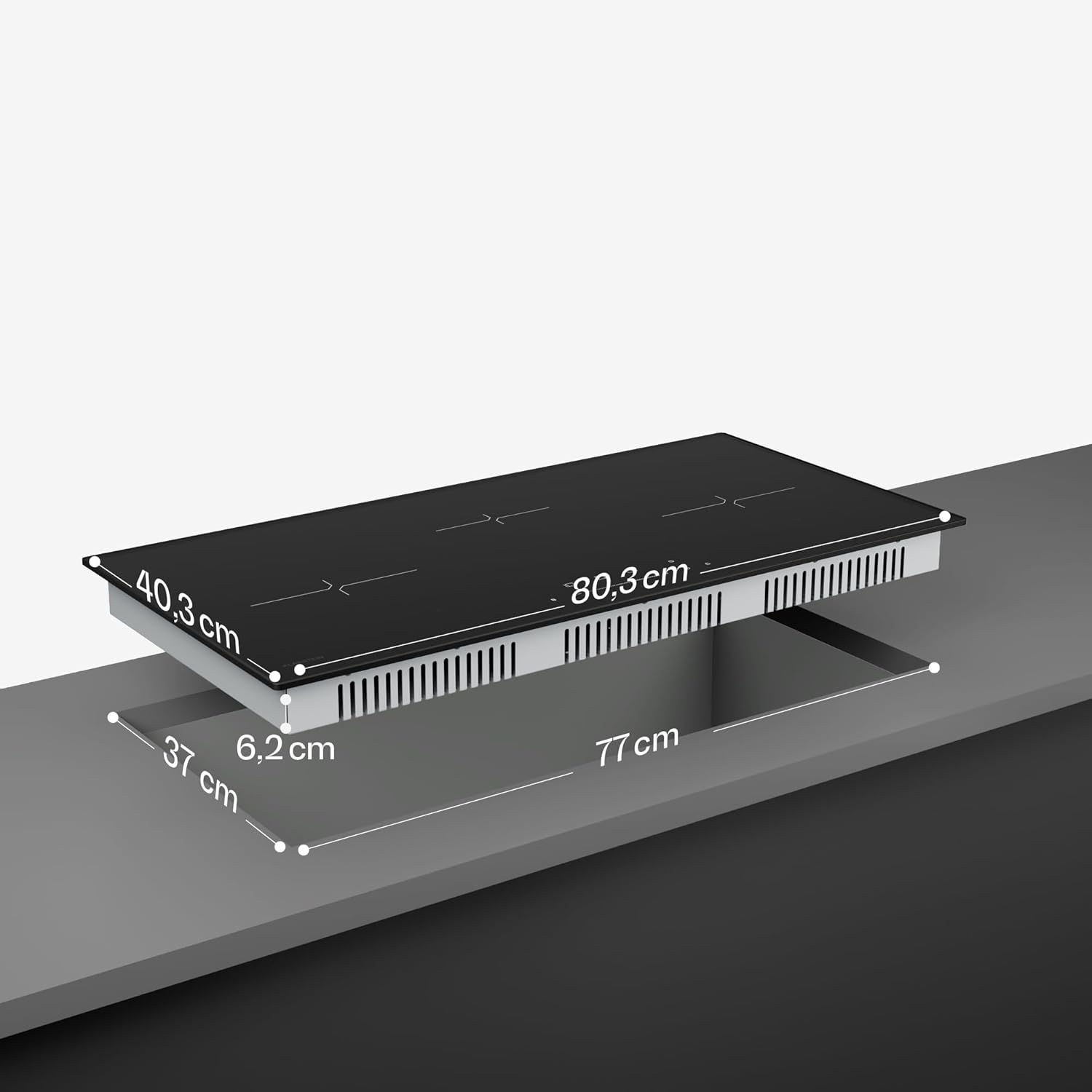 Klarstein Velaire Induktionskochfeld - 80cm, 3-Zonen, 5500W Boost, Touch-Slider, Timer, Kindersicherung, Restwärmeanzeige, Glas, Minimalistisches Design, Kochfeld Induktion