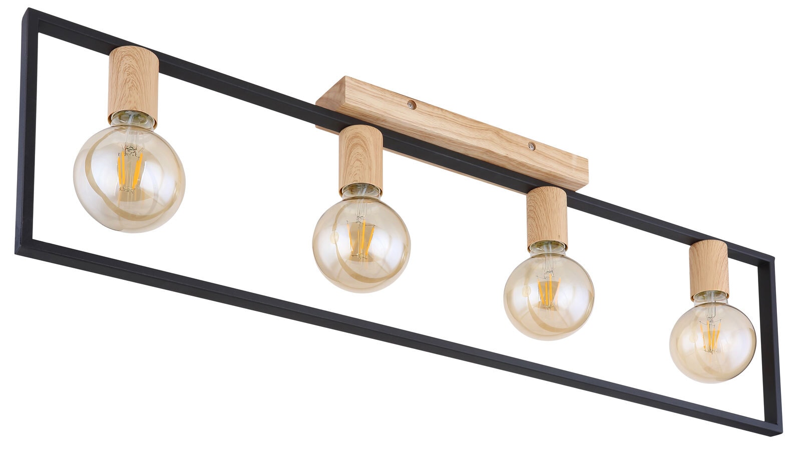 DANIEL Deckenlampe, schwarz 15479-4D,B/H/T: 90 x 26 x 6,5 cm, Metall, Holz